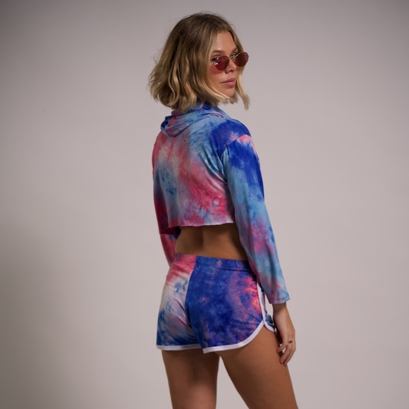 Women's Tie Dye Sport Workout Shorts - Picture 2 of 5